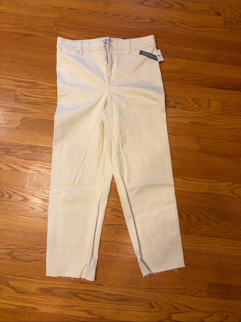 Talbots Cream Straight-Leg jeans with raw hem